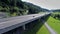 Aerial shoot of a highway road bridge with traffic