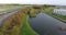 Aerial shoot of lake and roads in the Netherlands