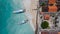 Aerial shoreline view of Jungutbatu beach at Nusa Lembongan