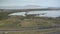 Aerial shot of Amtrak train and Great Salt Lake