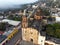 Aerial Shot of An ancient church in Jalpan de Serra, Queretaro. Mexico. Aerial Shot of Franciscan Mission of Jalpan