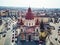 Aerial shot of Annunciation Cathedral in Targu Mures old city