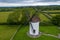 Aerial shot of Ashton Windmill in Wedmore UK