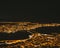 Aerial shot of the beautiful city of Tromso captured at night in Norway