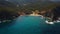 Aerial shot of a beautiful coastline in  Sithonia, Halkidiki, Greece