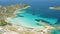 Aerial shot of a beautiful landscape of the Lagonisi beach in Sithonia Halkidiki, Greece