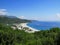 Aerial shot of the beautiful Livadi beach in Albania