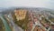 Aerial shot of beautiful Melk Abbey in Austria. River Danube. Cold rainy weather