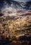 Aerial shot of the beautiful terraced pools at the Mammoth Hot Springs in Yellowstone National Park