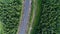 Aerial shot of beauty forest nature landscape with road.