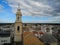 Aerial Shot of the Belltower of the Church of the Nativity in the City of Noci, Near Bari, in the South of Italy