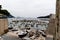 Aerial shot of boats in the harbor in Dubrovnik, Croatia