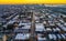 Aerial shot of a bright orange sunset over the city of Richmond, Virginia