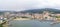 Aerial shot of buildings near the water in Galicia, Spain