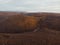 Aerial shot of the Bukk Mountains in winter, dense hilly landscape, Bukk National Park at sunrise