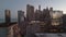 Aerial shot of Chicago Downtown skyscraper in the sunset evening time