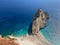 Aerial shot of the cliffs on the Zakynthos island, Greece - paradise on earth