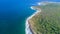 Aerial shot of coast line around Noosa in the Sunshine coast