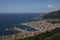 Aerial shot of a coastal village in Guarda, Galicia, Spain