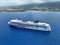 Aerial shot of a cruise ship near the coast of Kailua Kona Hawaii