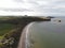 Aerial shot from a drone of seacliff in Edinburgh