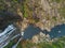 Aerial shot of the Ezaro waterfall in Galicia, Spain