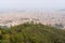 Aerial shot of the Fabra Observatory on top of a mountain in Barcelona, Catalonia, Spain