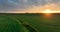 Aerial Shot of Fields During Sunset