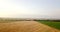 Aerial shot of fields with various types of agriculture. Farming. Aerial shot of farmland. Aerial shot of agricultural