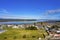 Aerial shot of the Foxton beach village in Manawatu-Wanganui, New Zealand