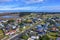 Aerial shot of the Foxton beach village in Manawatu-Wanganui, New Zealand