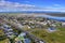 Aerial shot of the Foxton beach village in Manawatu-Wanganui, New Zealand