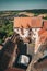 Aerial shot of a garden in Pernstejn Castle in Czechia