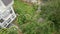 Aerial shot of a group of uprooted trees in a residential area after a tropical storm. Climate change concept