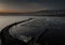 Aerial shot of a harbor in the evening in St Kilda, Melbourne