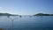 Aerial shot of harbor and pier with sailboats in Charlotte Amalie, St. Thomas