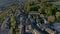 Aerial Shot of Haworth main street, near Keighley, West Yorkshire home of the Bronte Sisters, featuring St Michael & All Angels