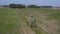 Aerial shot of hunting tower in fields