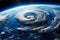 Aerial shot of a hurricane over planet Earth as seen from outside the planet\\\'s atmosphere in outer space