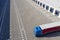 Aerial Shot of Industrial Warehouse Loading Dock, Truck with Semi Trailers Load Merchandise