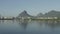 Aerial shot of kayakers at Lagoa in Rio de Janeiro Brazil