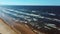 Aerial Shot of Kiteboarders and Kitesurfers of the Baltic Sea Latvia Aerial Drone Top View 4k.