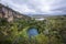 Aerial shot of a lake in  Lagunas de Montebello National Park, Chiapas, Mexico