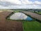 Aerial shot of a lake in Leicester-shire countryside