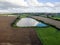 Aerial shot of a lake in Leicester-shire countryside