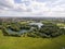 Aerial shot of a lake in Leicester-shire countryside