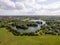 Aerial shot of a lake in Leicester-shire countryside