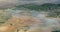 Aerial shot of landscape agricultural fields.