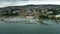 Aerial shot of Lausanne cityscape and Lake Geneva, Switzerland