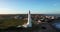 Aerial shot of the Lighthouse located in Uruguay on a clear day.